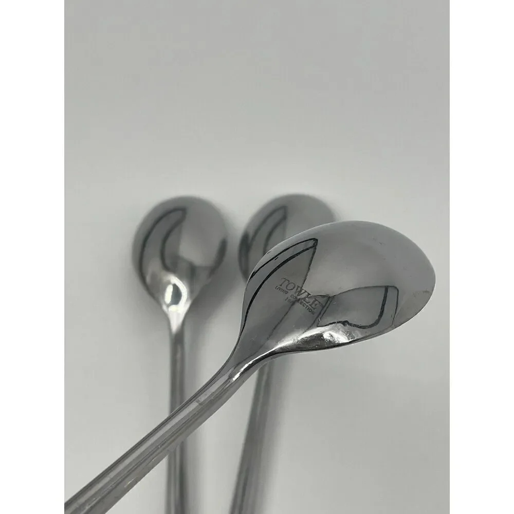 Towle LUXOR Stainless Dinner Spoons Triangle Flat Tip 8 1/8” Glossy Set Of 3